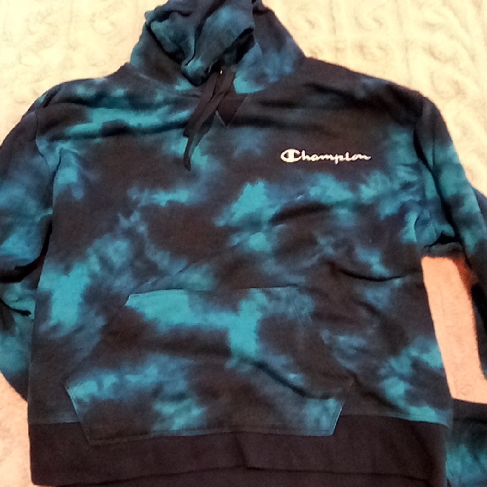 Champion Blue and Black Tie-Dye Sweater